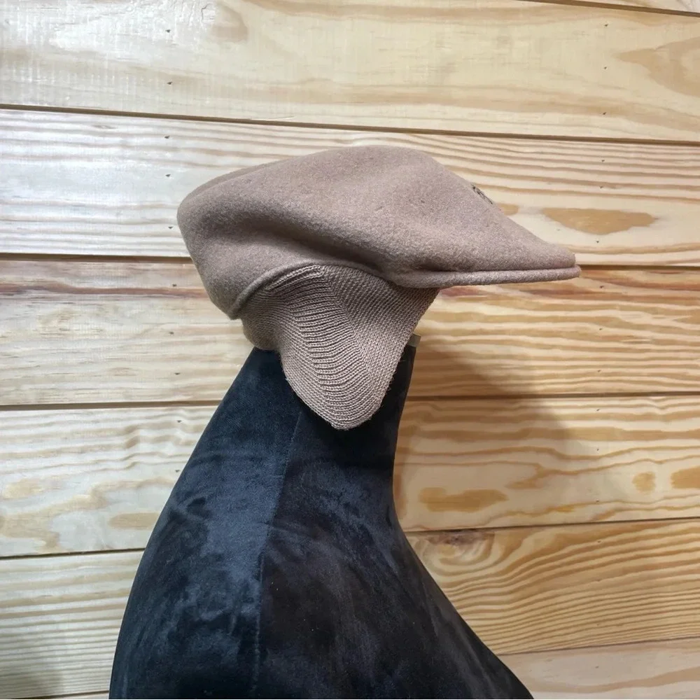 Vintage Royal Troon Golf Club Flat Cap Beret Camel Tan with Perfect Logo Kangol - Picture 6 of 9